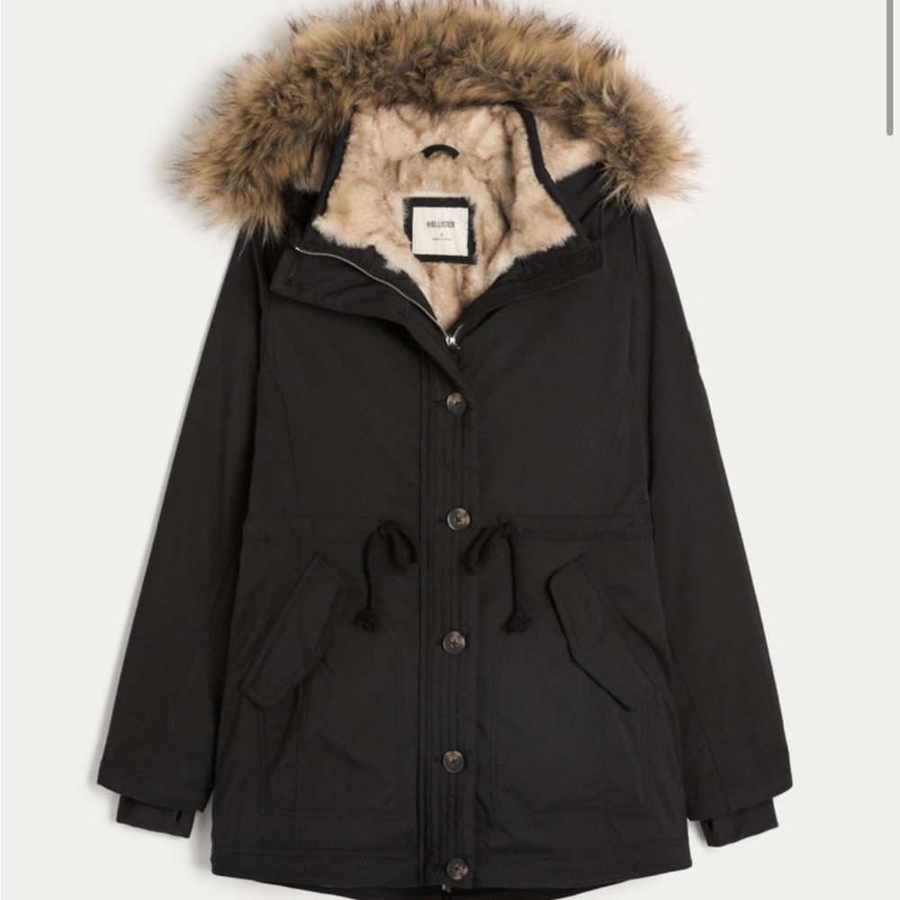 Hollister Black Fur-Trimmed Ski Jacket